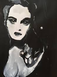 Black And White Acrylic Painting Portrait Mixed Media Art Watercolor Painting Acrylic Painting Black And White Wall Art Watercolor Portrait Original Art Dark Art Gothic Art Portrait Painting Art Fine Art Portraits