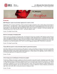 Products cover by this agreement: Jll Malaysia Real Estate Newsflash 04 08 2017