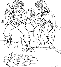 Keep your kids busy doing something fun and creative by printing out free coloring pages. Flynn And Rapunzel By The Campfire Coloring Page Coloringall