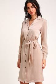 Elise Blush Satin Long Sleeve Midi Shirt Dress Mod And Retro Clothing Long Sleeve Midi Shirt Dress Midi Shirt Dress Shirt Dress