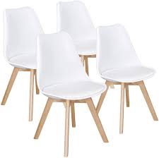 Relaxhouse features an extensive collection of modern cafe chairs that are exclusively designed for commercial use. Yaheetech Set Of 4 Modern Dining Chairs Upholstered Side Chair Pu Leather With Soft Padded Seat Beech Wooden Legs For Living Room Dining Room Cafe Kitchen White Amazon Co Uk Kitchen Home