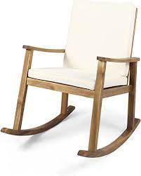 Best Seller Christopher Knight Home 304648 Caspar Outdoor Acacia Wood Rocking Chair Teak Finish Cream Cushion Online Prettytoppro In 2020 Rocking Chair Wood Rocking Chair Outdoor Rocking Chairs