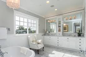 A well designed modern bathroom demands equally well designed bathroom lighting. Bubble Chandelier In Drum And Vanity Lighting In White Marble Master Bathroom Craftsman Bathroom New York By Affordable Home Houzz