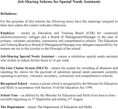 Correspondence address 9.1 the employer will address and send all necessary correspondence to the teacher at the email/home address last notified. Job Sharing Scheme For Special Needs Assistants In Recognised Primary And Post Primary Schools Pdf Free Download