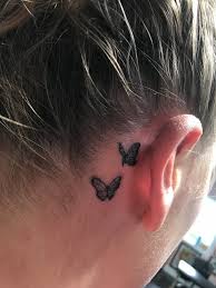 The meaning of the tattoo behind the ear will depend on the design. Tattoo Butterflytattoo Halfbutterflytattoo Tattoo Wavetattoo Behind Ear Tattoos Behind Ear Tattoo Back Ear Tattoo