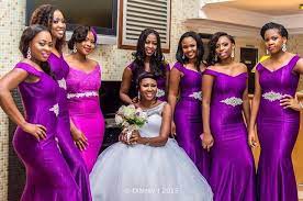 Nigerian Wedding Royal Purple Bridesmaid Dress Purple Bridesmaid Gowns Long Sleeve Wedding Gowns