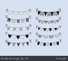 Birthday Banner Clipart Black And White Hand Drawn Doodle Bunting Clipart Black And White Flag Clip Etsy In 2020 Clip Art Black And White Flag How To Draw Hands