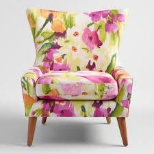 In A Contemporary Silhouette Our Chair Boasts A Low Profile And Wide Seat An Exclusive Watercolor Floral Pattern In Accent Chairs Chair Floral Accent Chairs