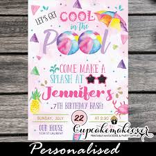 Fourth of july party invitations. Cool Pool Party Invitations Girls Summer Water Bash Cupcakemakeover