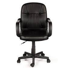 This mid back upholstered desk chair from office star features a contoured seat and backrest with stain resistant fabric upholstery. Comfort Products 60 5607m Mid Back Leather Office Chair Black Walmart Com Walmart Com