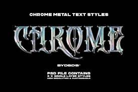 Chrome Metal Text Styles Text Style Metal Typography Metal Font