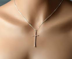 A delicate cross charm of sterling silver, just 18mm by 13mm in size, brightly polished with rounded edges. All Sterling Silver Extra Long Skinny Cross By Beautiful2u On Etsy Sterling Silver Cross Pendant Spiritual Jewelry Cross Bracelet Sideways