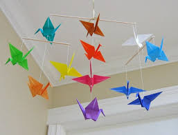 Origami Crane Mobile Rainbow Modern Baby Room Decor Etsy Origami Mobile Origami Crane Origami Crafts