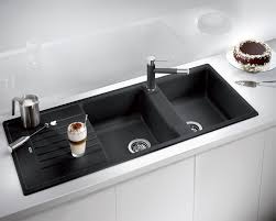 black kitchen sink, black granite sink