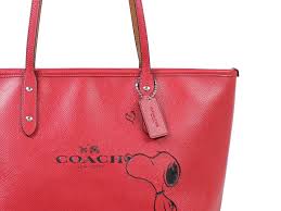 Leather wallets, leather totes, leather journals: Coach Limited Edition Snoopy Tote Bag Classic Red