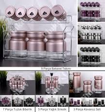 Rose Gold Murdum Inox Siyah Renk Baharatlik Baharat Takimi Seti Cesitleri Baharat Taki Biberlik