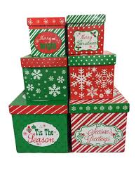 6 Christmas Gift Boxes W Lids Nesting Tiered Cubes For Display Or Presents Boxes Lids Christmas Gift Gift Decorations Gift Box Images Gifts