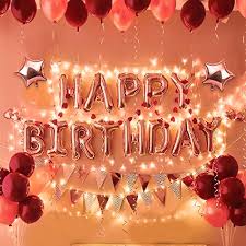 Best deals and discounts on the latest products. Rose Gold Birthday Decorations Items Combo Set With Foil Happy Birhday Letters Ballons Metallic Balloons Pennant Banner For Girls Kids Women Wife Girlfriend Theme Decor Or Gifts With Led Fairy Lights Party Propz Online