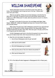This Is A Reading Worksheet About William Shakespeare With Simple Past Te Reading Comprehension Worksheets Reading Comprehension Teaching Reading Comprehension