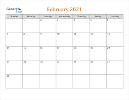February 2021 calendar printable (landscape layout). February 2021 Calendar Pdf Word Excel