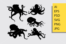 Download Octopus Animal Silhouette Graphic By Cove703 Creative Fabrica Animal Silhouette Octopus Graphic Illustration PSD Mockup Templates