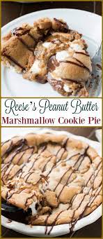 Reese S Peanut Butter Marshmallow Cookie Pie Video Oh Sweet Basil Recipe Desserts Cookie Pie Marshmallow Cookies