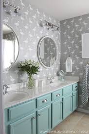 Wayfair.com has been visited by 1m+ users in the past month Gender Neutral Kids Bathroom With Stenciled Flamingo Walls And Painted Vanity Kid Bathroom Decor Gray Bathroom Decor Kids Bathroom Makeover