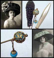 Vintage Hat Pins 3 Faux Pearl Gilt Metal Lace Hair Jewelry Hat Ornament Ladies Hat Victorian Edwardian Art Deco Accessory Zae Hat Pins Metal Lace Hats Vintage