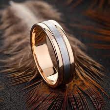 Mens Wedding Band Ring For Men Two Tone Wedding Band Etsy Rose Gold Mens Wedding Band Unusual Wedding Rings Rings For Men