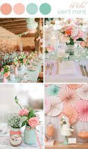 Mariage Champetre Couleur Peche Et Vert Mint Mariage Peche Decoration Mariage Deco Mariage Pastel