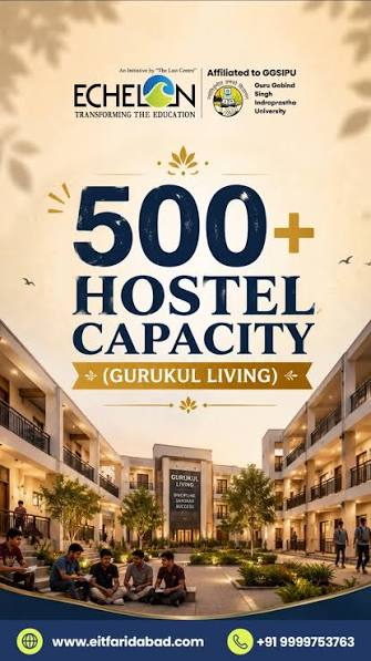 Ghar se door, ek aur ghar! 🏡✨, Echelon Institute of Technology mein hum  sirf bright minds nahi, ek pariwar banate hain. With a safe and vibrant  500+ student hostel capacity, hamara campus bilkul aapke ...