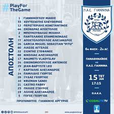 Με δέκα παίκτες απ' το 51' ο παναιτωλικός. Pas Giannina Me 22 Paiktes Gia Th Rebans Onsports Gr