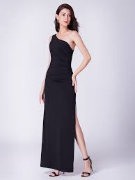 Long Black One Shoulder Evening Dress Long Black Evening Dress Dresses Evening Dresses