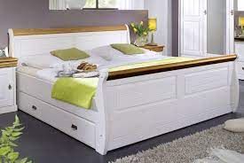 Ikea bett hemnes 180x200 und kommode mit schubladen. Massivholz Schubladen Bett 180x200 Kiefer Massiv Weiss Honig Doppelbett Landhaus Ebay