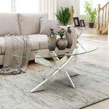 Oval coffee table and oval wrought iron coffee table. Furniture Of America Dess Modern Chrome Metal Oval Coffee Table On Sale Overstock 14538641