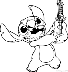 Push pack to pdf button and download pdf coloring book for free. Stitch Holds The Guitar Coloring Page Coloringall