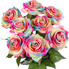 Maybe you would like to learn more about one of these? Amazon Com Whaline 8pcs Rainbow Artificial Rose Flower Real Touch Rainbow Artificial Silk Rose Flower Fake Roses For Diy Bouquets Wedding Party Baby Shower Home Decor Home Kitchen