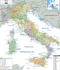 Map Of Italy With Cities Map Of Italy With All Cities Roads And Airports Vidiani Com Maps Italy Map Political Map Map