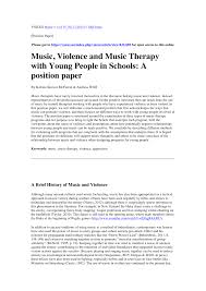 Pdf Music Violence And Music Therapy With Young People In Schools A Position Paper