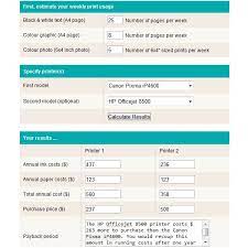 Save at least 50% on colour cost per page. Inkjet Printer Cost Per Page Comparison Study Actual Costs Between The Hp Officejet 8500 And The Canon Pixma Ip4600 Shown As Examples Bright Hub
