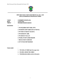Minit mesyuarat guru kali ke 2 2019 1. Minit Mesyuarat Panitia Matematik Kali Kedua Tahun 2020