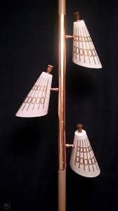 Garden lamps are among the types of outdoor lighting. Vintage Mid Century Tension Pole Lamp 3 Shades Plastic Metal Wood 1802626810
