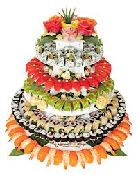 Here Is A Sushi Wedding Cake Sushi Cake Sushi Catering Weird Food