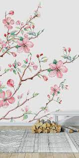 Apple Blossom 2 Wall Mural From Happywall Feminine Elegant Wallmural Illustration Mural Bloom Tree Wall Murals Wall Painting Flowers Tree Wall Painting