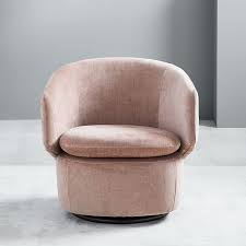 Crescent Swivel Chair In 2020 Swivel Chair Upholstered Chairs Wicker Dining Chairs