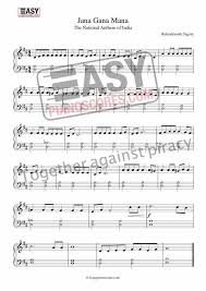 Jana Gana Mana The National Anthem Of India Sheet Music Easypianoscores Com National Anthem Of India Easy Piano Sheet Music National Anthem