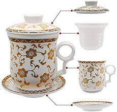 Amazon Com Tea Talent Porcelain Tea Cup With Infuser Lid And Saucer Sets Chinese Jingdezhen Ceramics Coffee Mug Teacu Tea Cups Brewing Tea Chinese Tea Cups