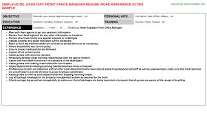 57.61% of resumes with front office manager descriptions have at least one of these terms. Hotel Assistant Front Office Manager Resume Sample