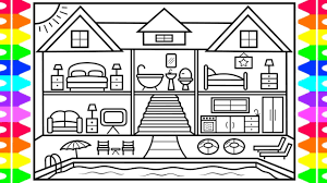 Maybe you would like to learn more about one of these? How To Draw A House With A Swimming Pool House With A Pool Drawing And Coloring Page Youtube