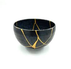 Black U Shaped Kintsugi Bowl Display Only Kintsugi Kintsugi Art Ceramics
